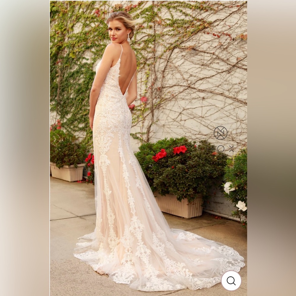 Ivory/Champagne Backless Wedding Dress | Size 8